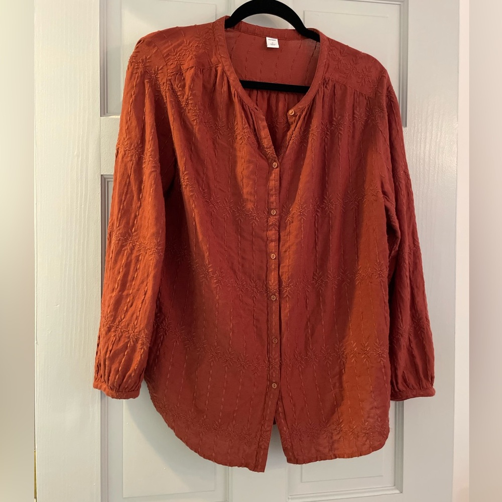 Euc Old Navy Rust Colored Button Up Embroidered B… - image 4
